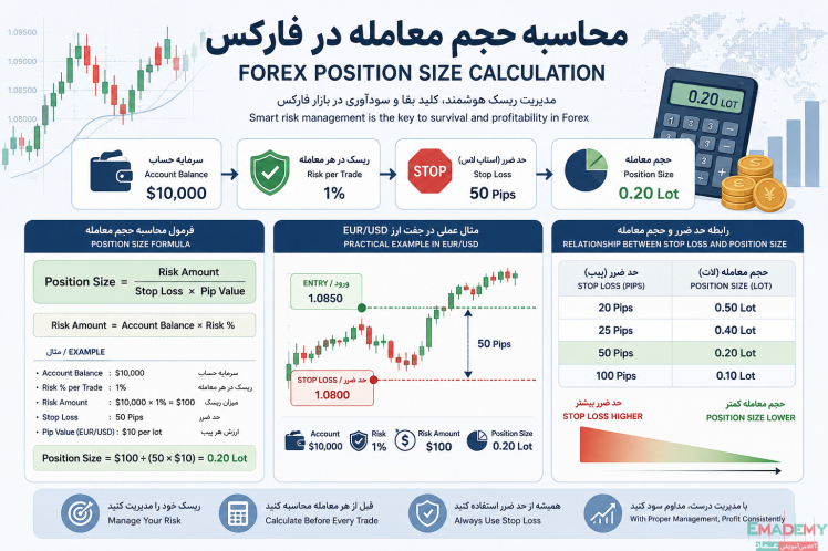 محاسبه حجم معامله در فارکس؛ آموزش کامل تعیین لات با فرمول و مثال